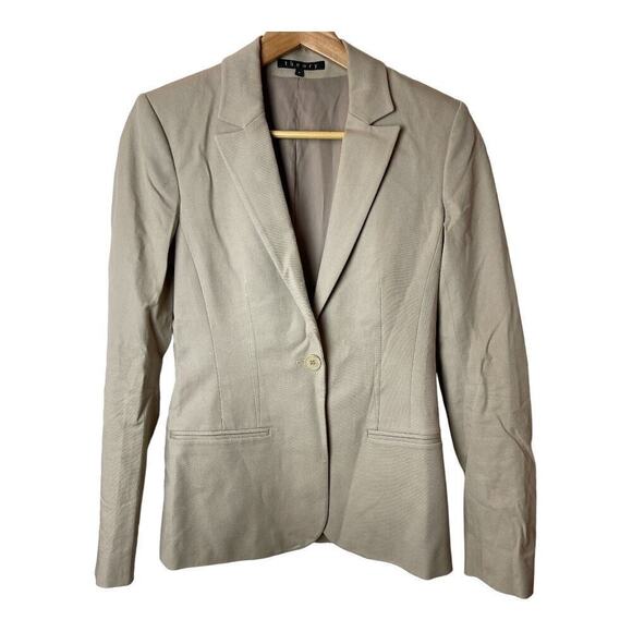 Theory Beige Tan One Button Jacket Blazer Women's Size 2 - Picture 1 of 5